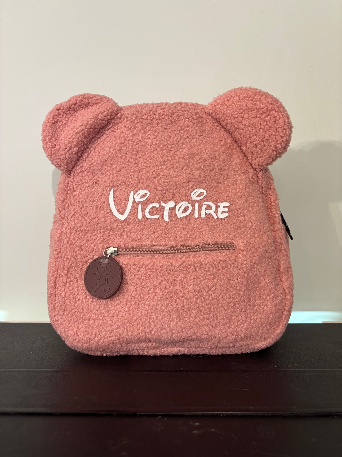 Personalized pink teddy bear backpack