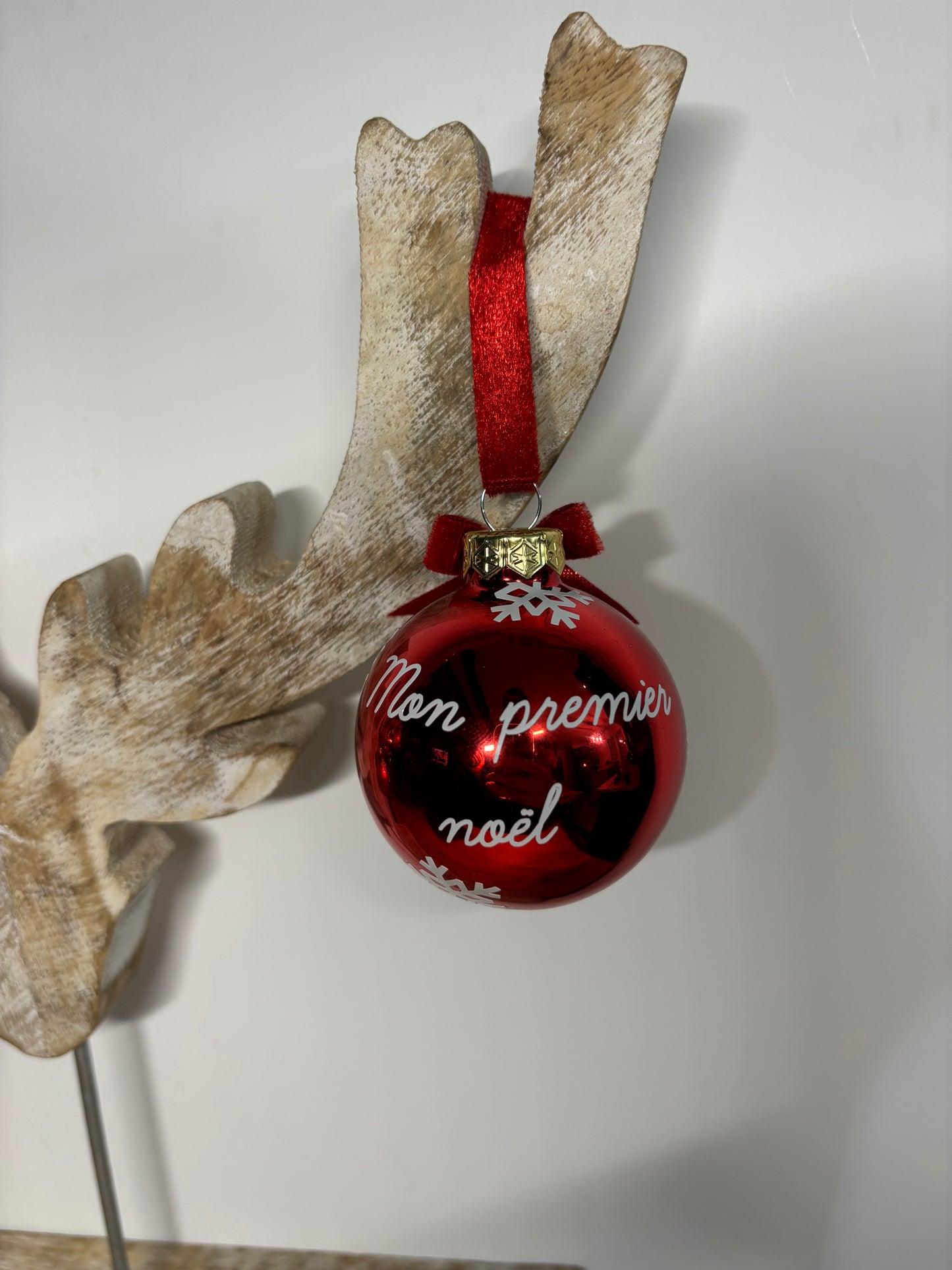Red Christmas ball "my first Christmas" 6cm