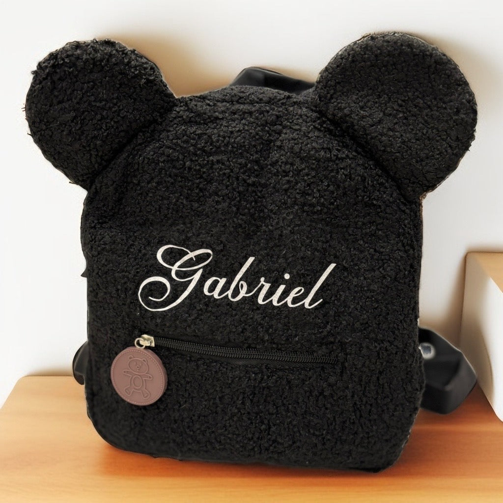 Personalisierter schwarzer Teddybär-Rucksack