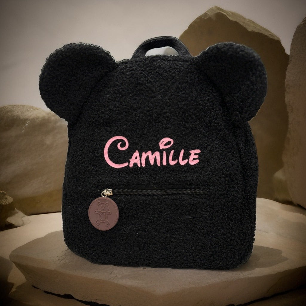 Personalisierter schwarzer Teddybär-Rucksack