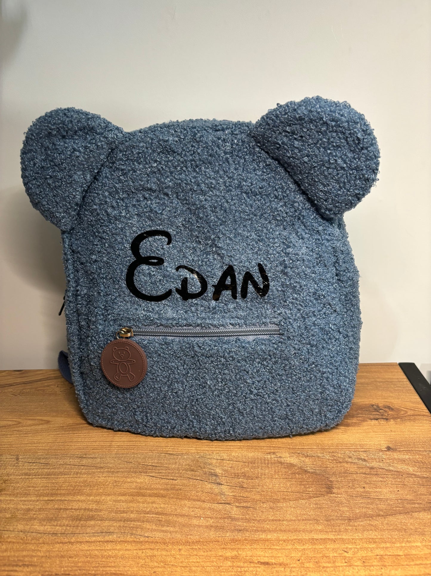 Personalisierter blauer Teddybär-Rucksack