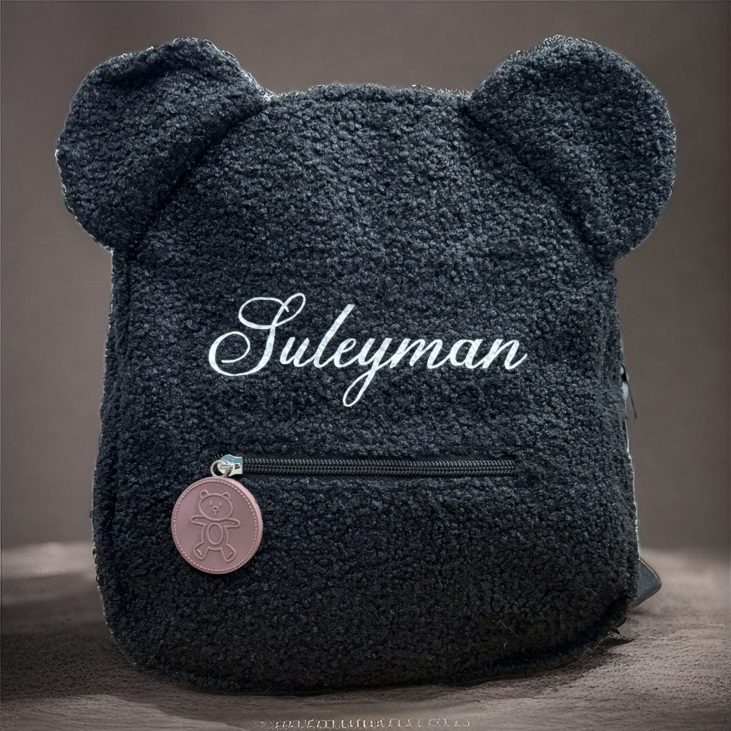 Personalisierter schwarzer Teddybär-Rucksack