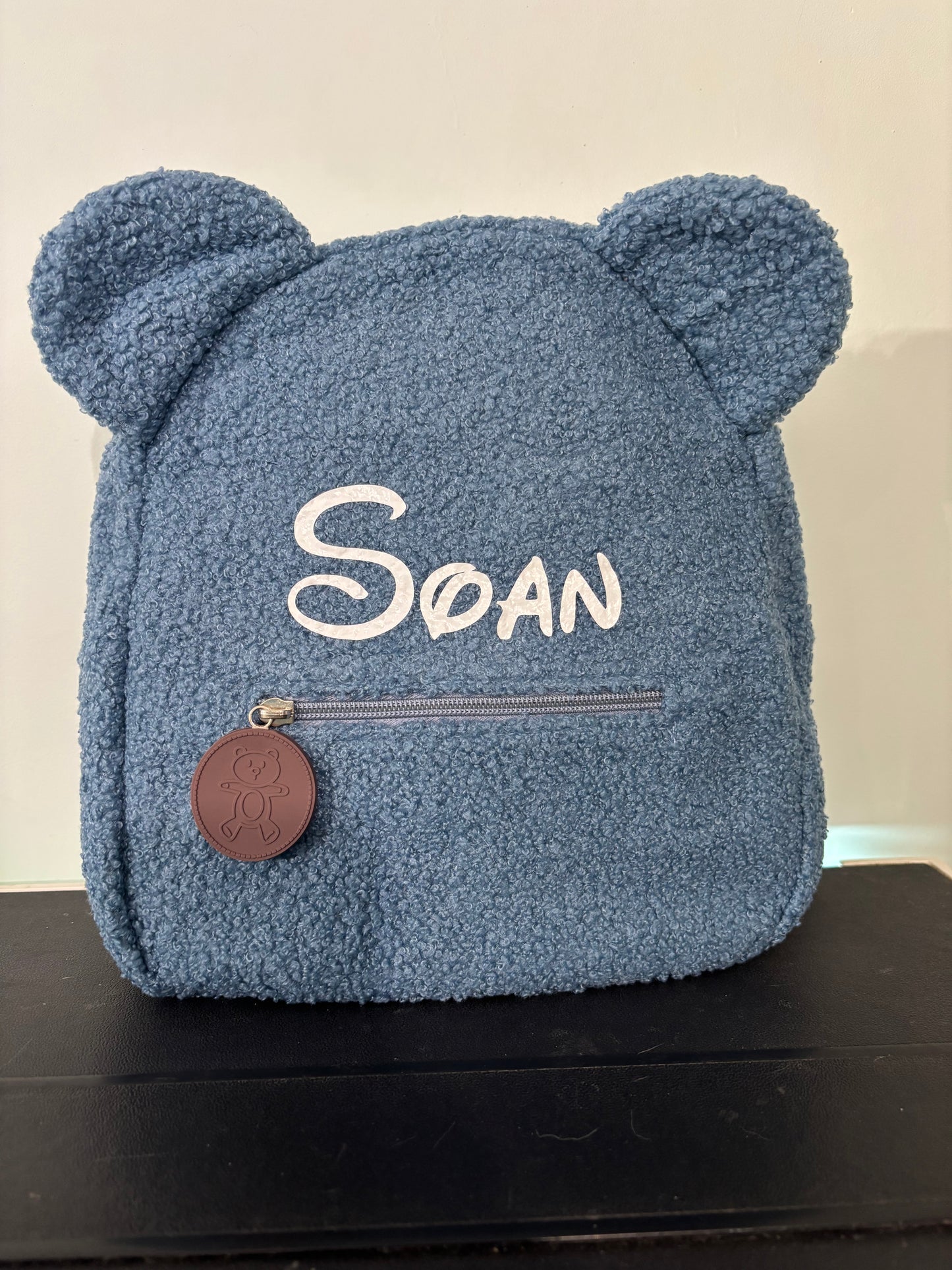Personalized blue teddy bear backpack