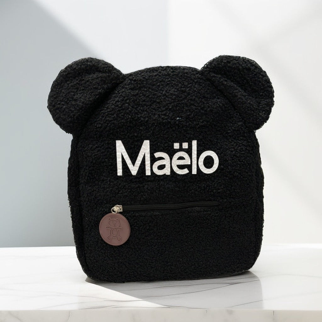 Personalisierter schwarzer Teddybär-Rucksack