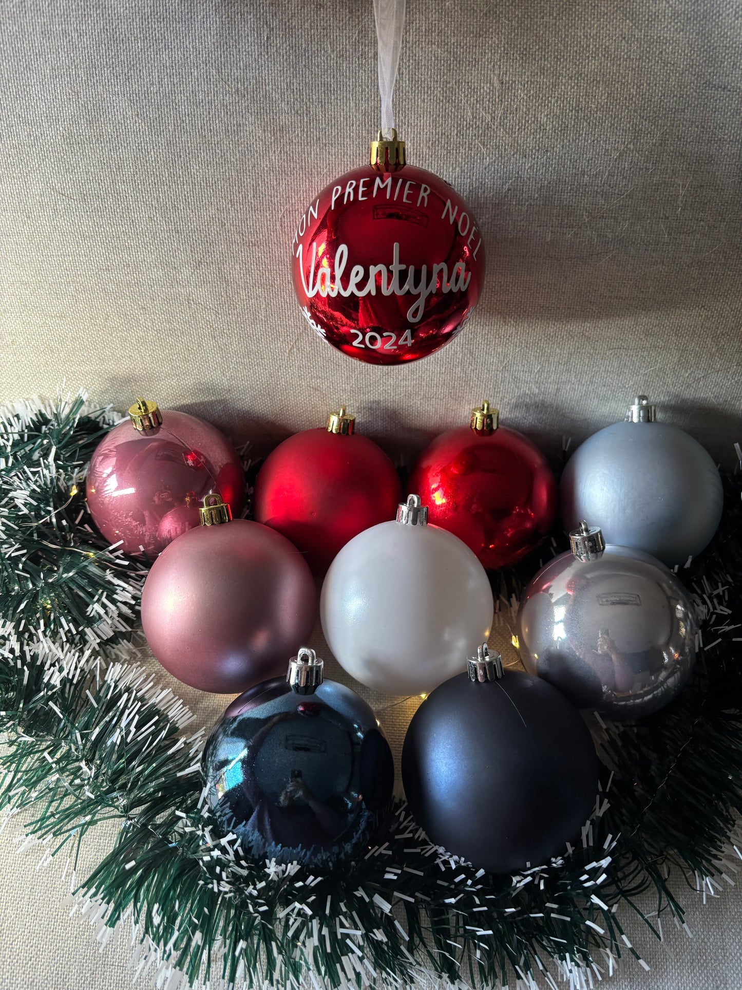 Christmas ball "my first Christmas" first name 8cm