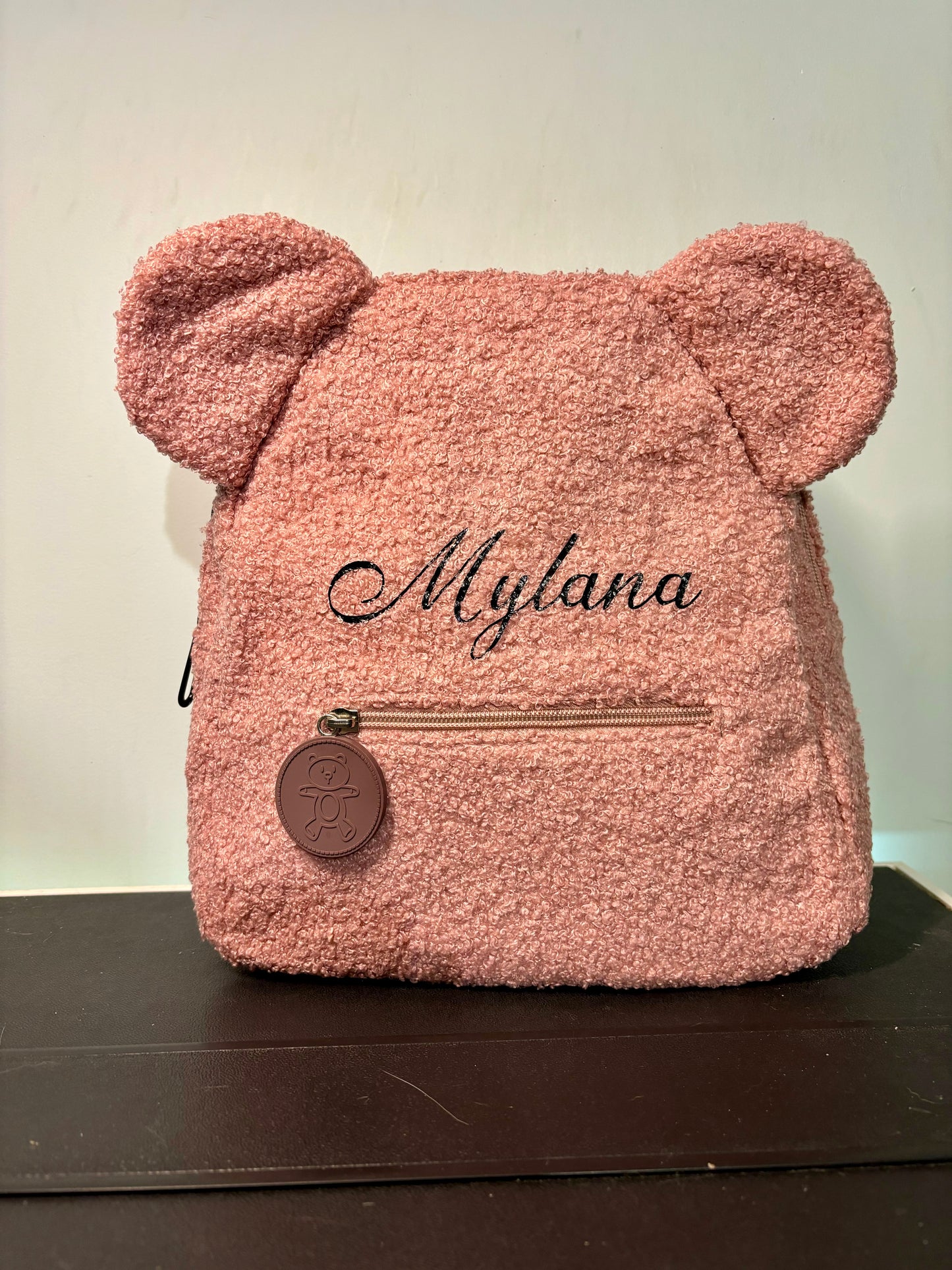 Personalized pink teddy bear backpack