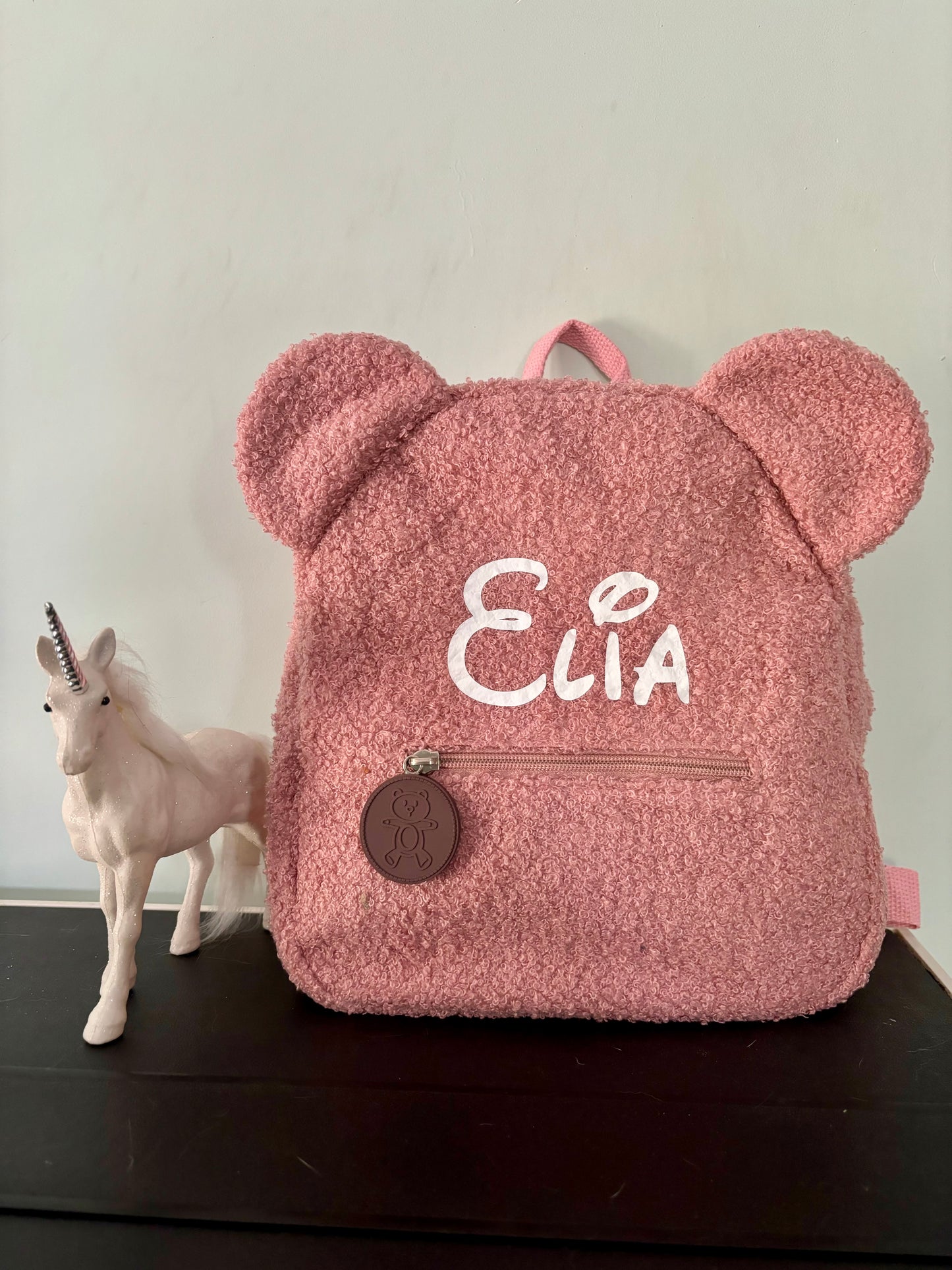 Personalized pink teddy bear backpack