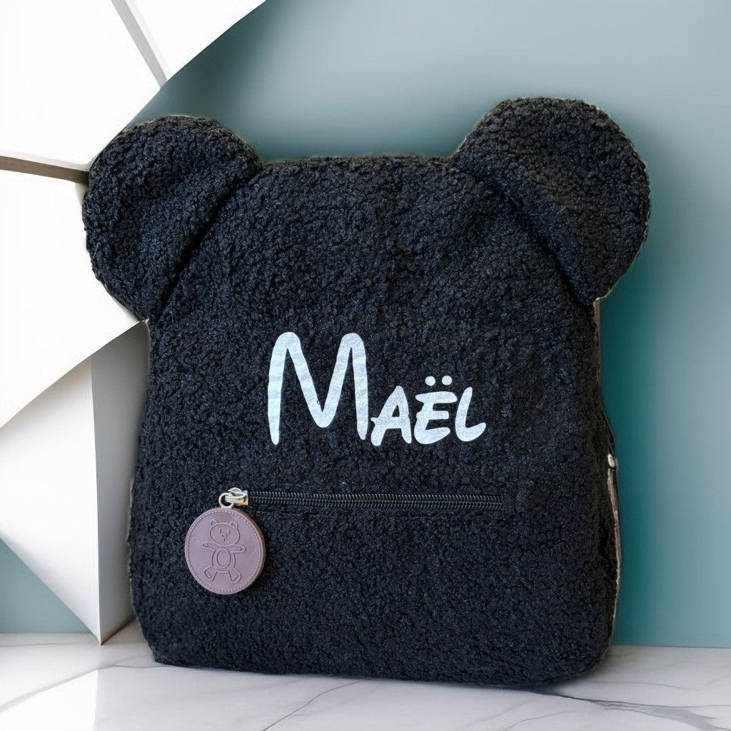 Personalisierter schwarzer Teddybär-Rucksack