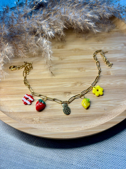 Collier Charms Fruits Doré