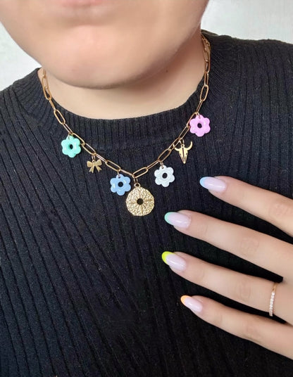 Collier Charms Pastel Doré