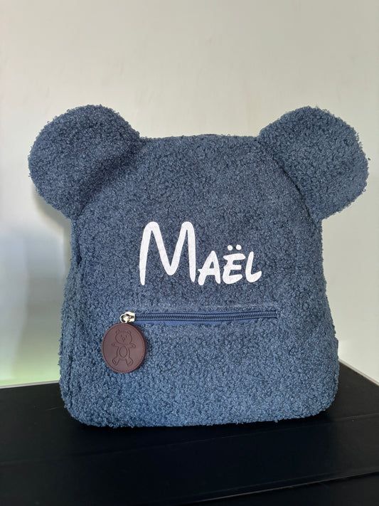 Sac à dos nounours personnalisé bleu