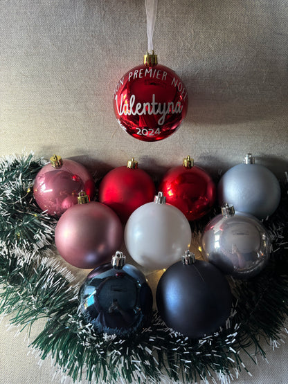 Christmas ball "my first Christmas" first name 8cm