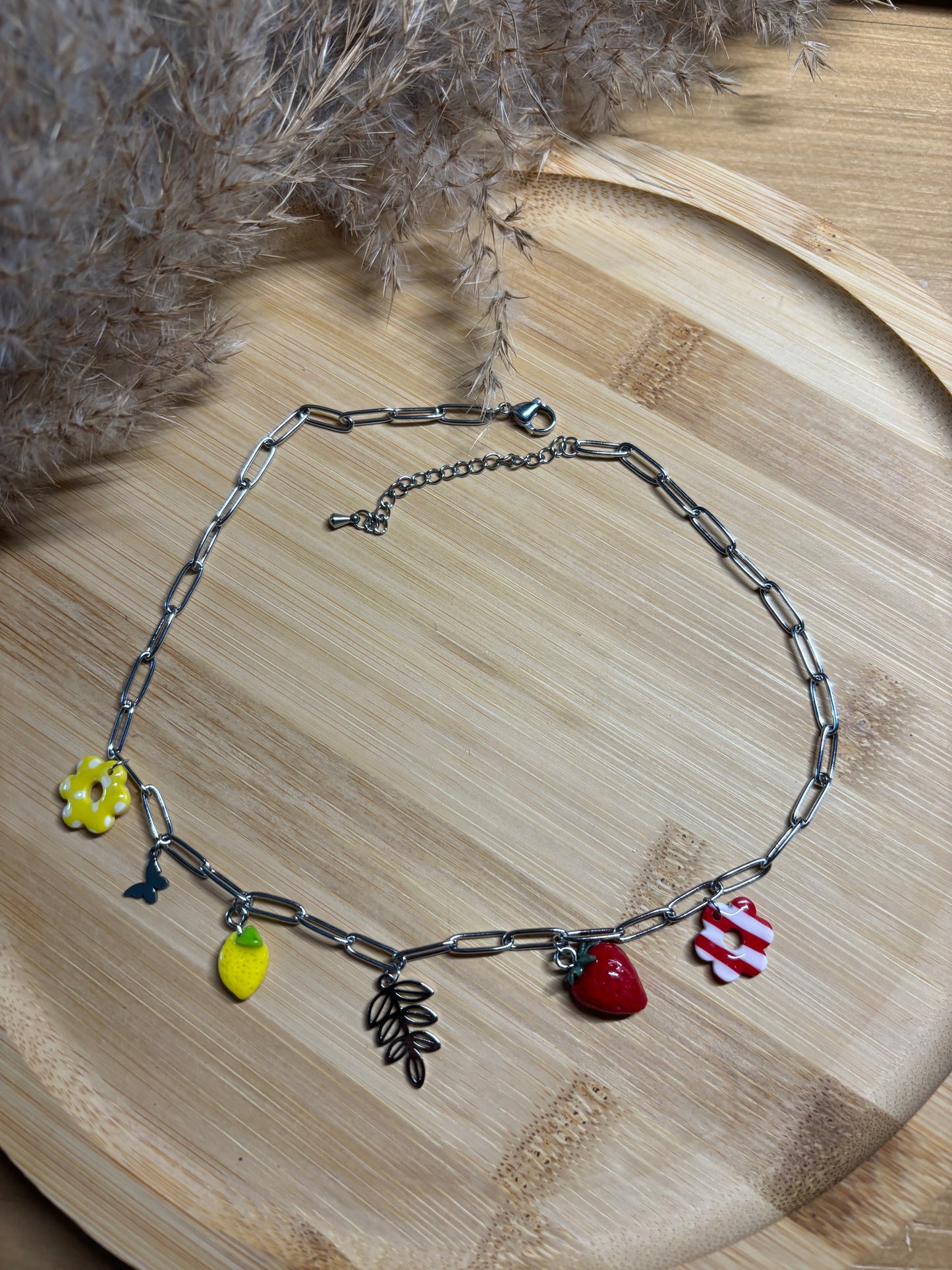 Collier Charms Fruits Argenté