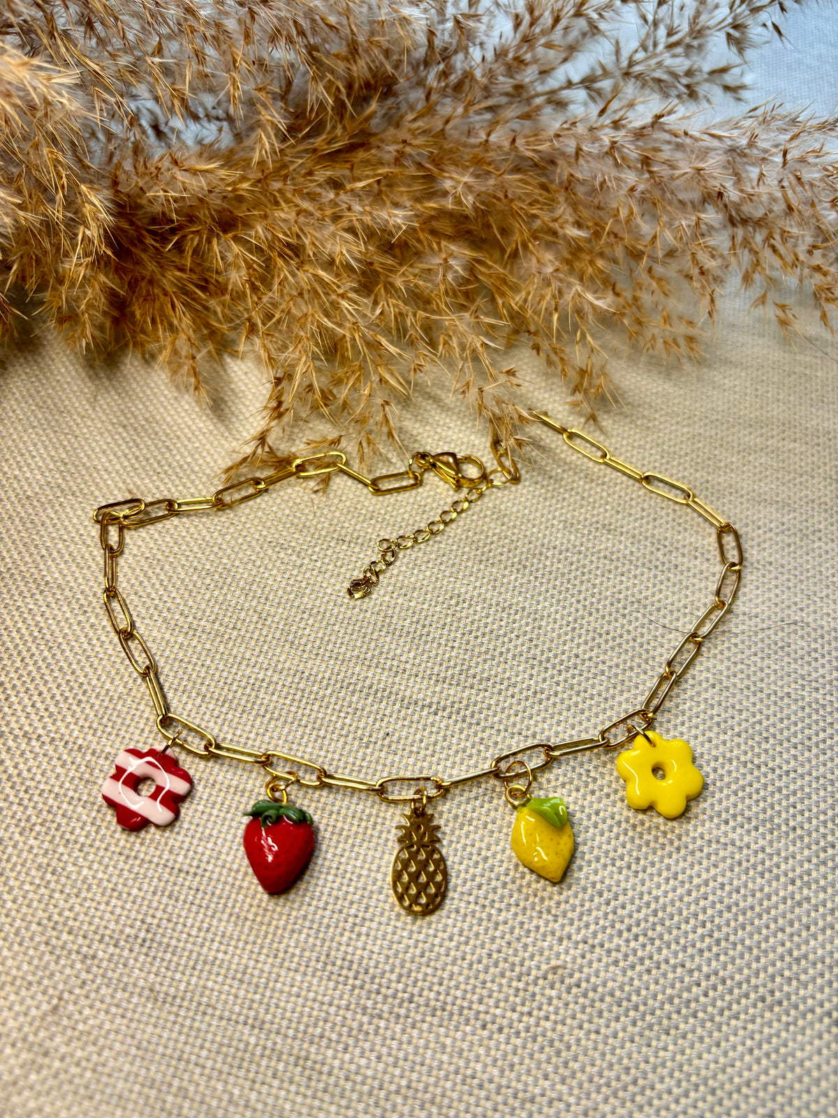 Collier Charms Fruits Doré