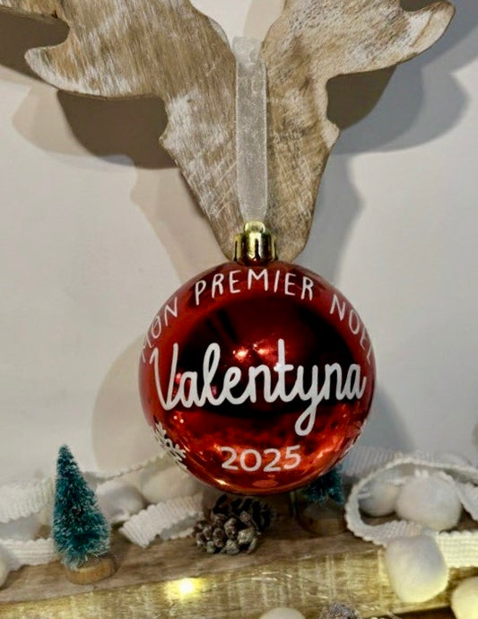 Boule "Mon Premier Noël" prénom 8cm